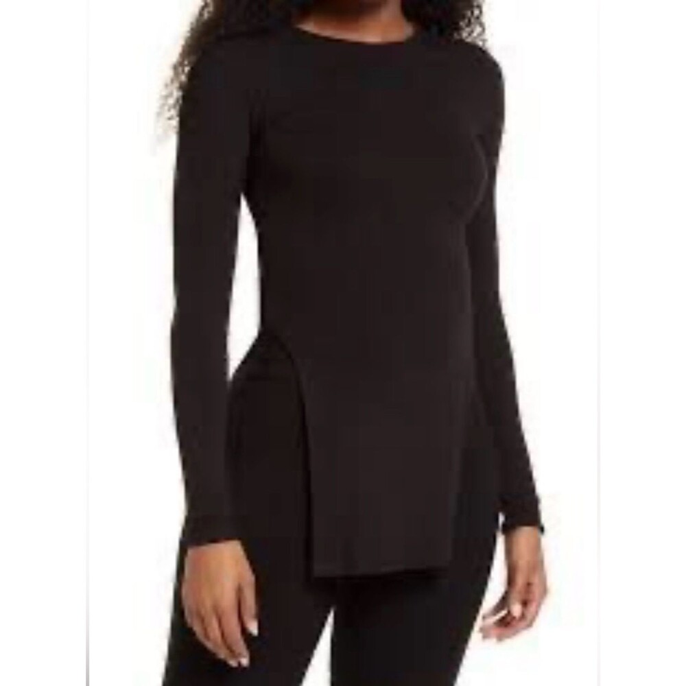 NWOT naked wardrobe Black Side-Slit Long Sleeve Tunic L